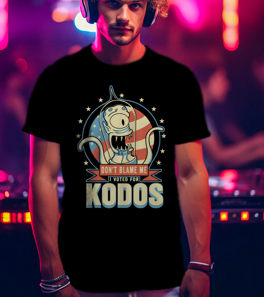 Don't Blame Me I Voted For Kodos Simpsons Alien American Flag T-Shirt