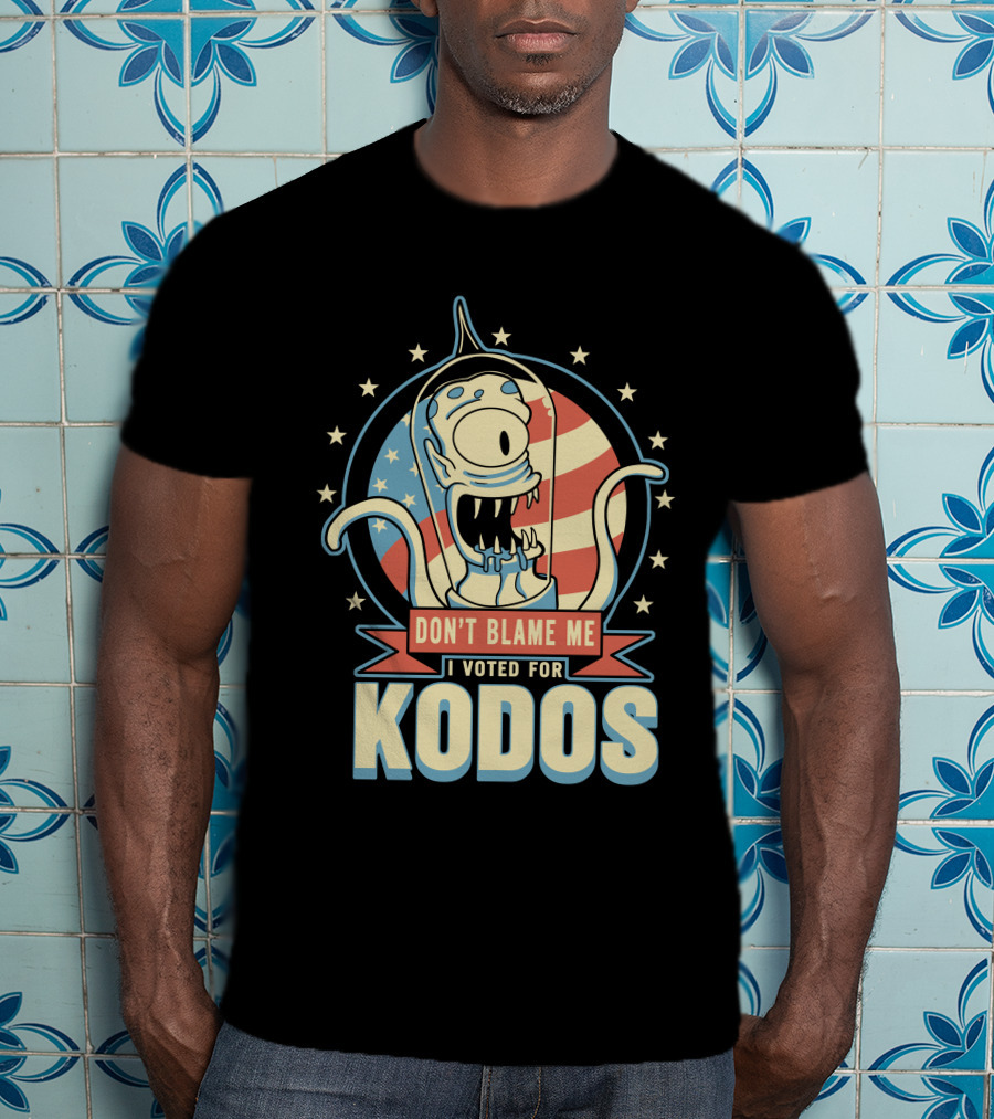 Don't Blame Me I Voted For Kodos Simpsons Alien American Flag T-Shirt