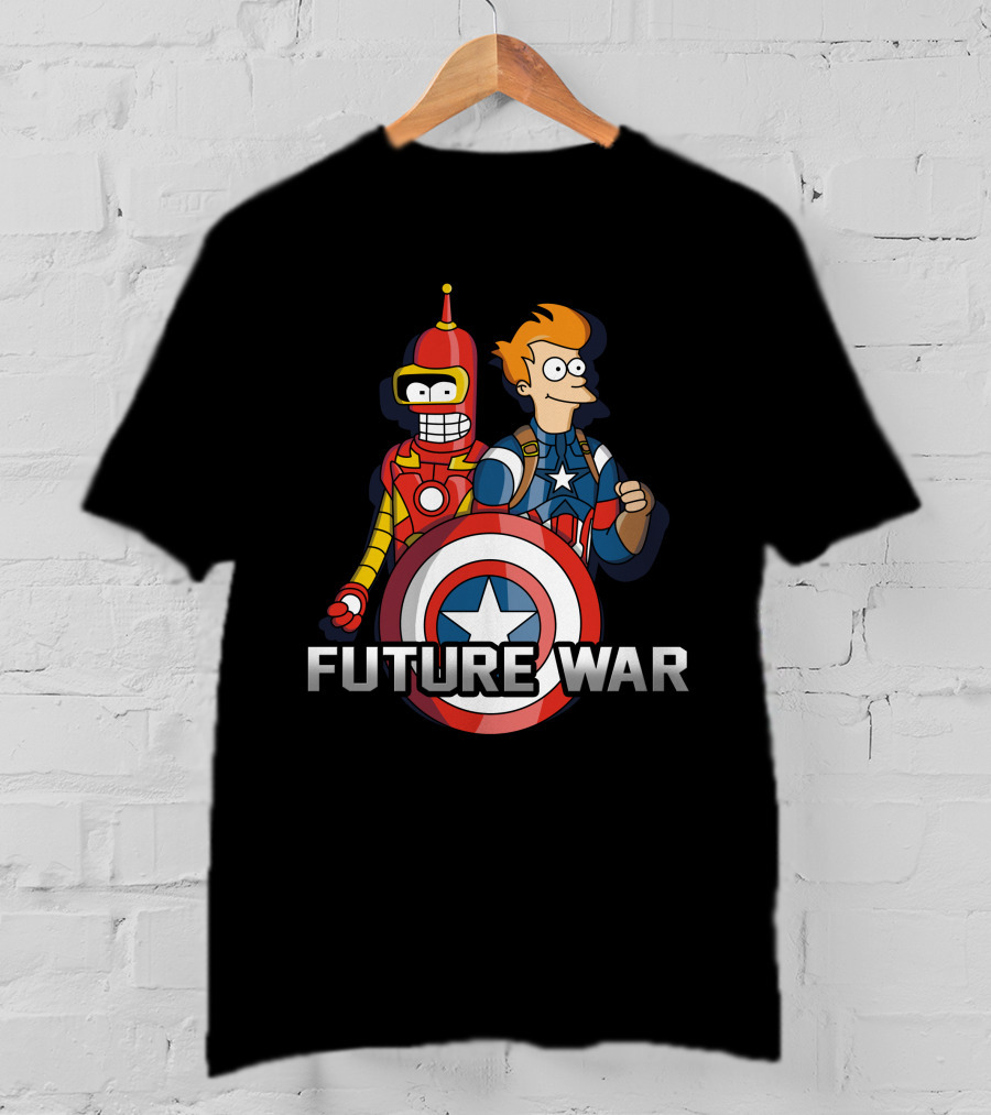 Futurama Future War Bender Fry Captain America Shield T-Shirt