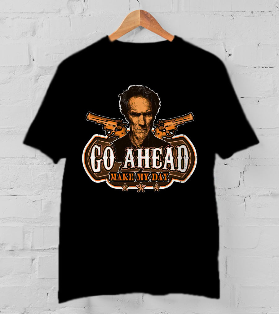 Go Ahead Make My Day Clint Eastwood Dirty Harry Guns Retro T-Shirt