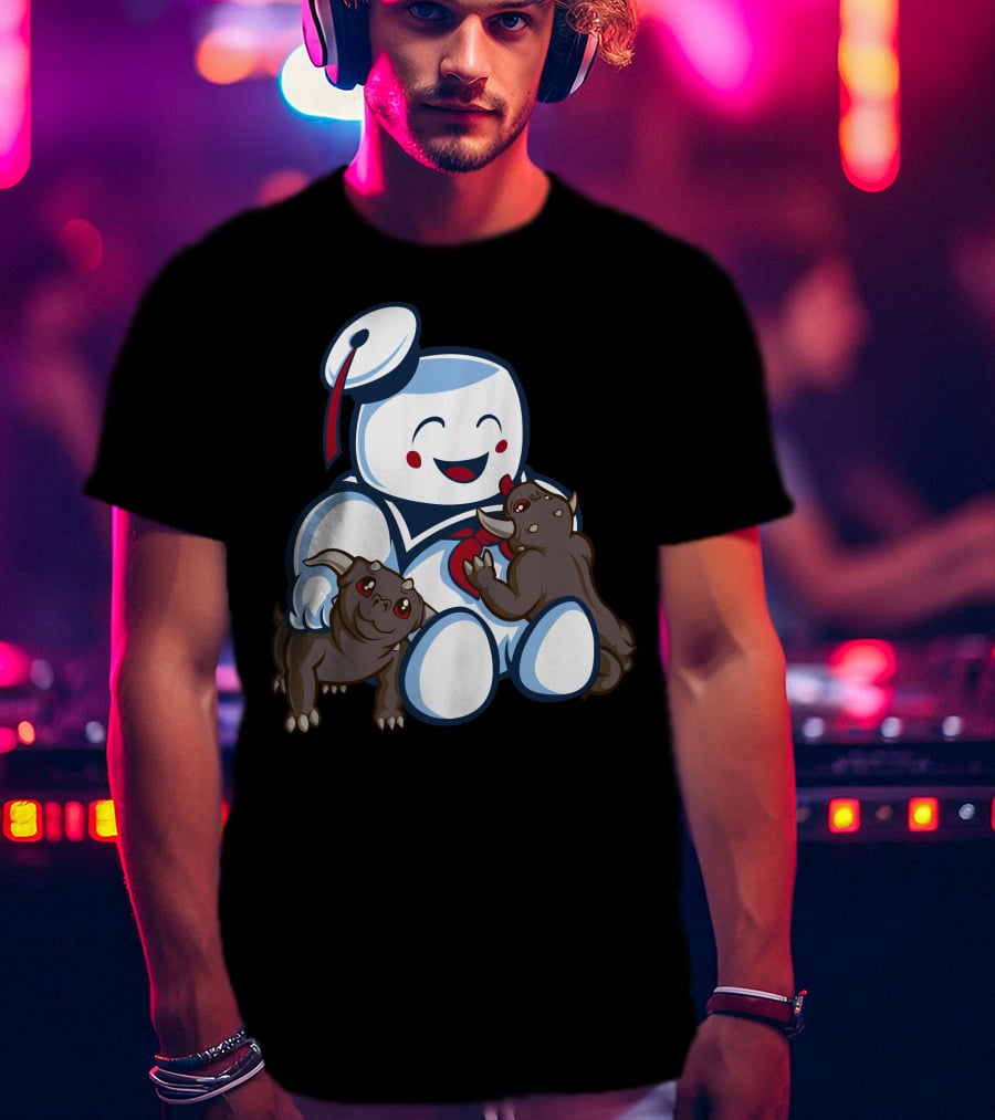 Stay Puft Marshmallow Man And Terror Dogs Ghostbusters Cuteness T-Shirt