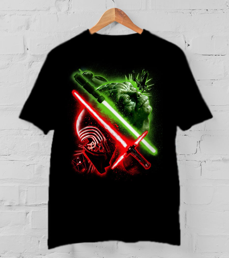 Grandmaster Yoda Darth Vader Kylo Ren Lightsaber Star Wars T-Shirt