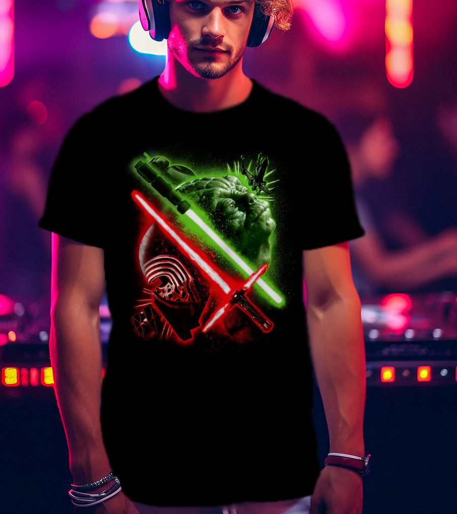 Grandmaster Yoda Darth Vader Kylo Ren Lightsaber Star Wars T-Shirt