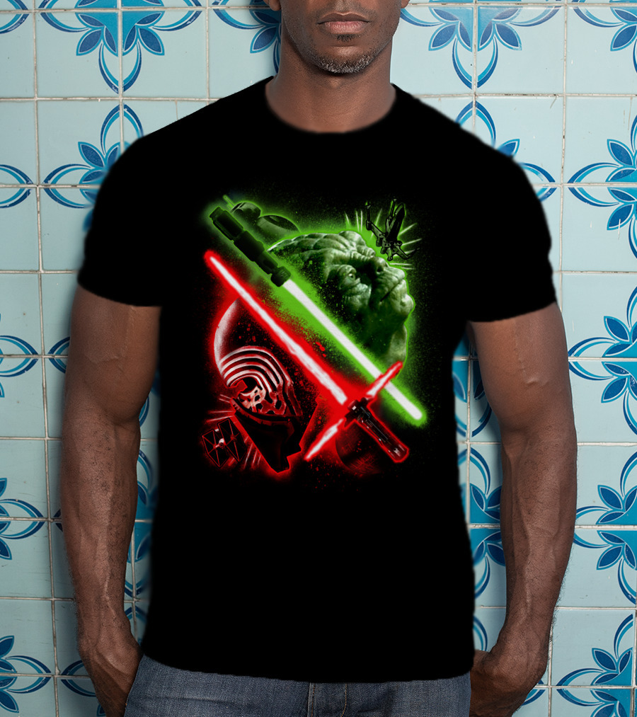 Grandmaster Yoda Darth Vader Kylo Ren Lightsaber Star Wars T-Shirt