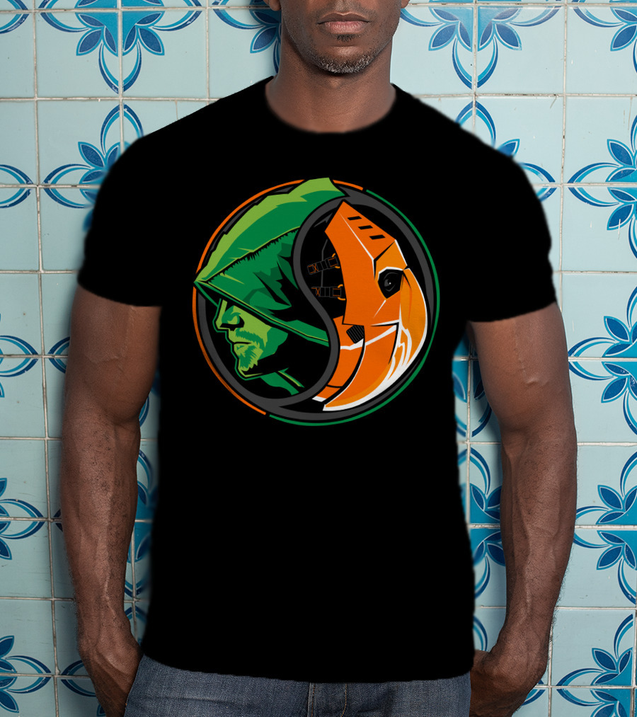 Green Arrow Slade Deathstroke Yin Yang T-Shirt