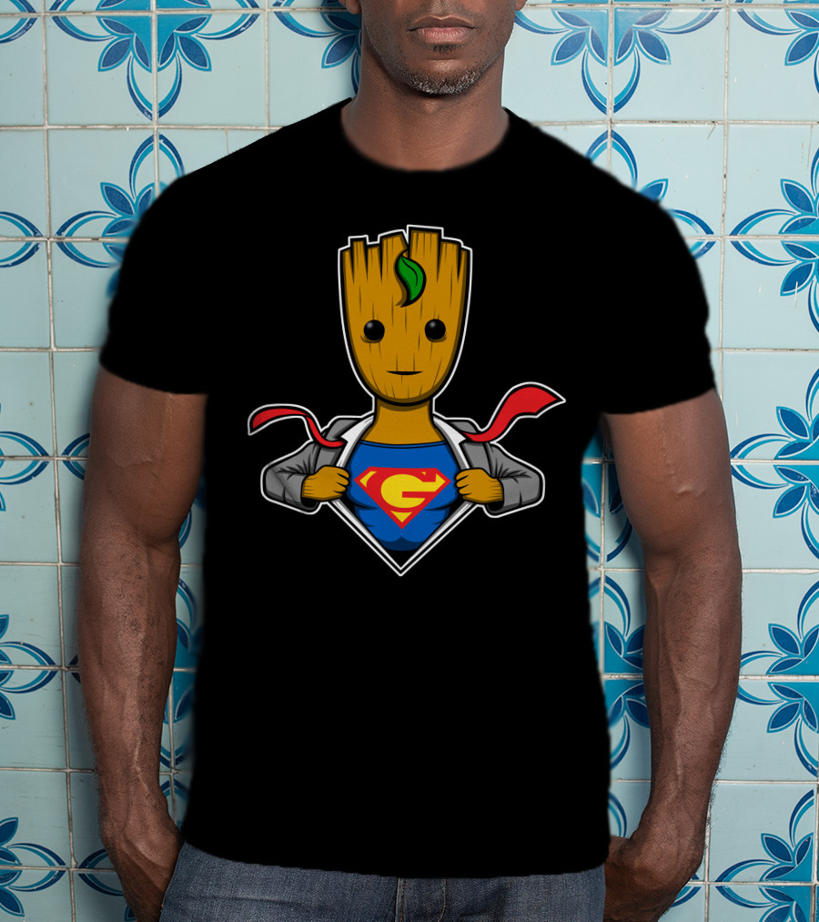 Grootman Baby Groot Superman Crossover Hero T-Shirt