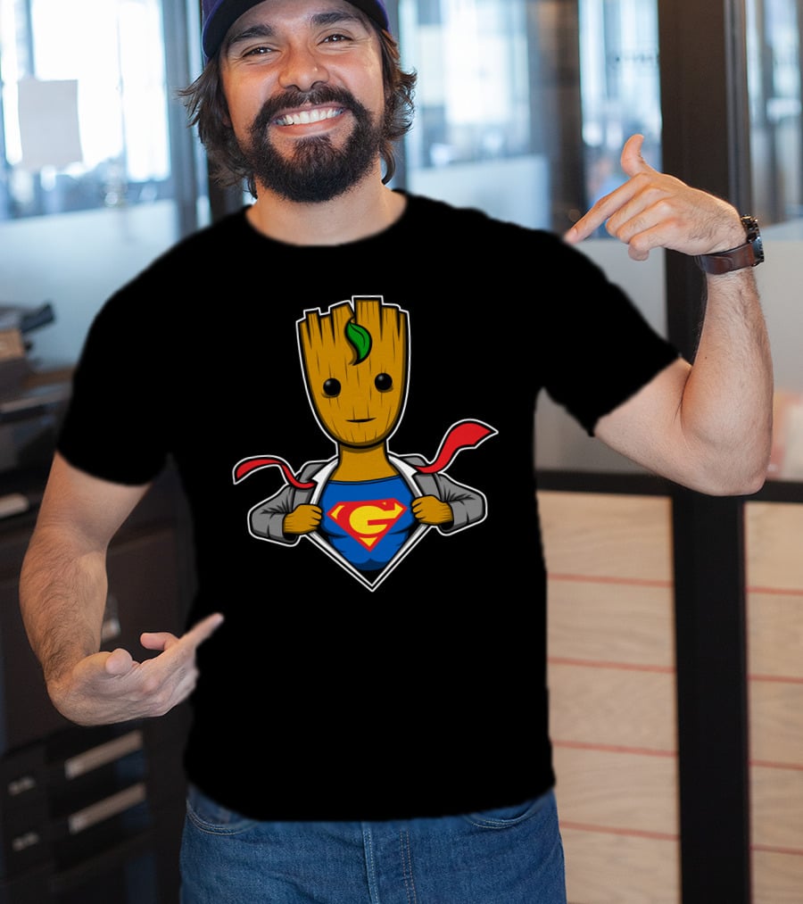 Grootman Baby Groot Superman Crossover Hero T-Shirt