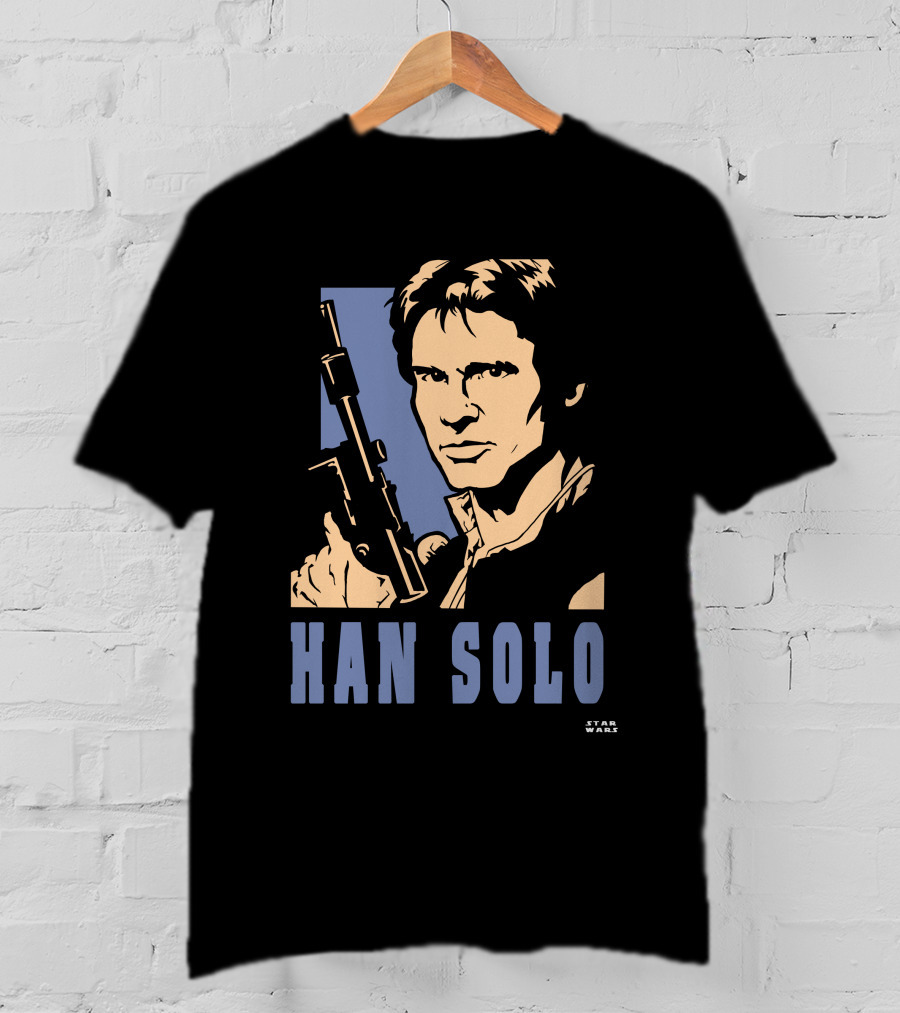 Han Solo Star Wars Vintage Style Graphic With Blaster T-Shirt