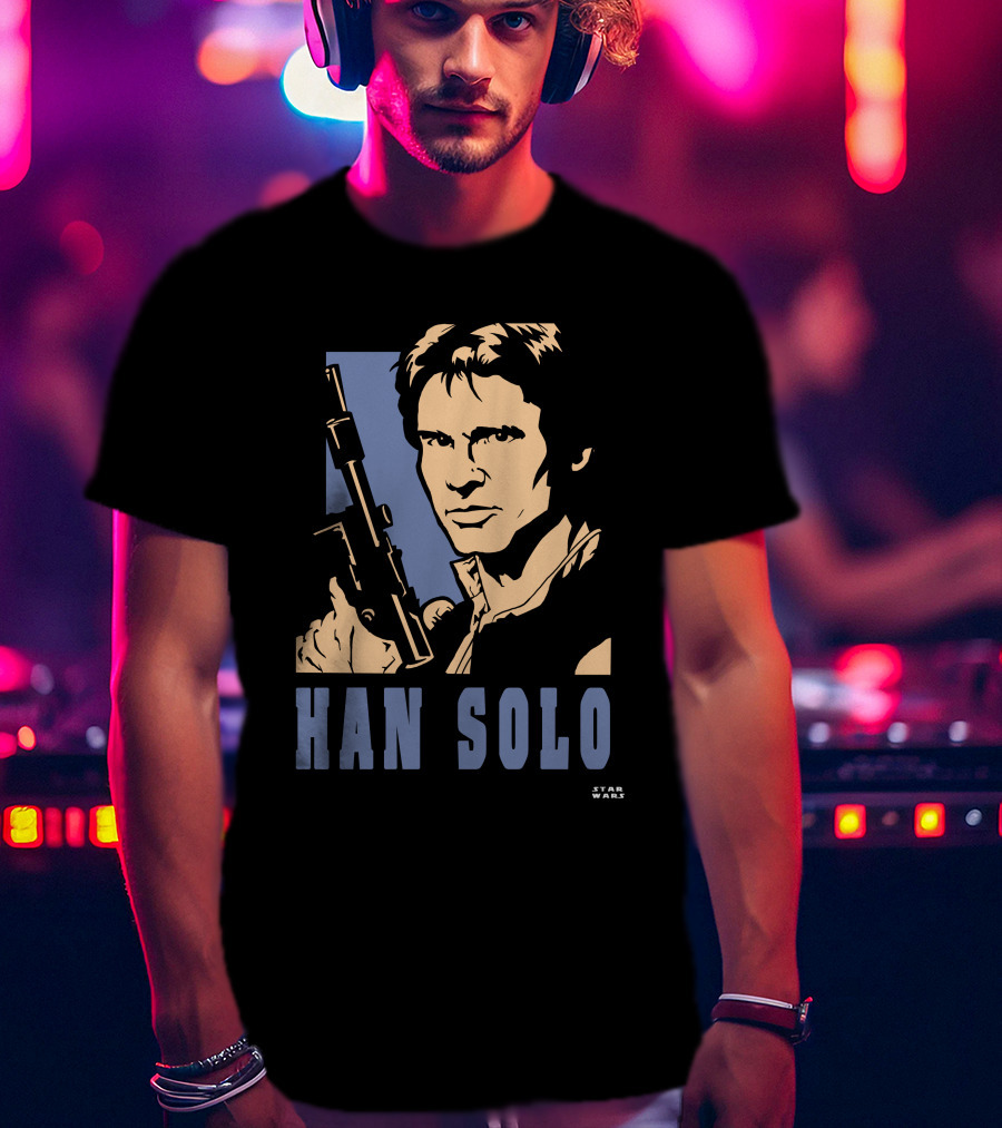 Han Solo Star Wars Vintage Style Graphic With Blaster T-Shirt