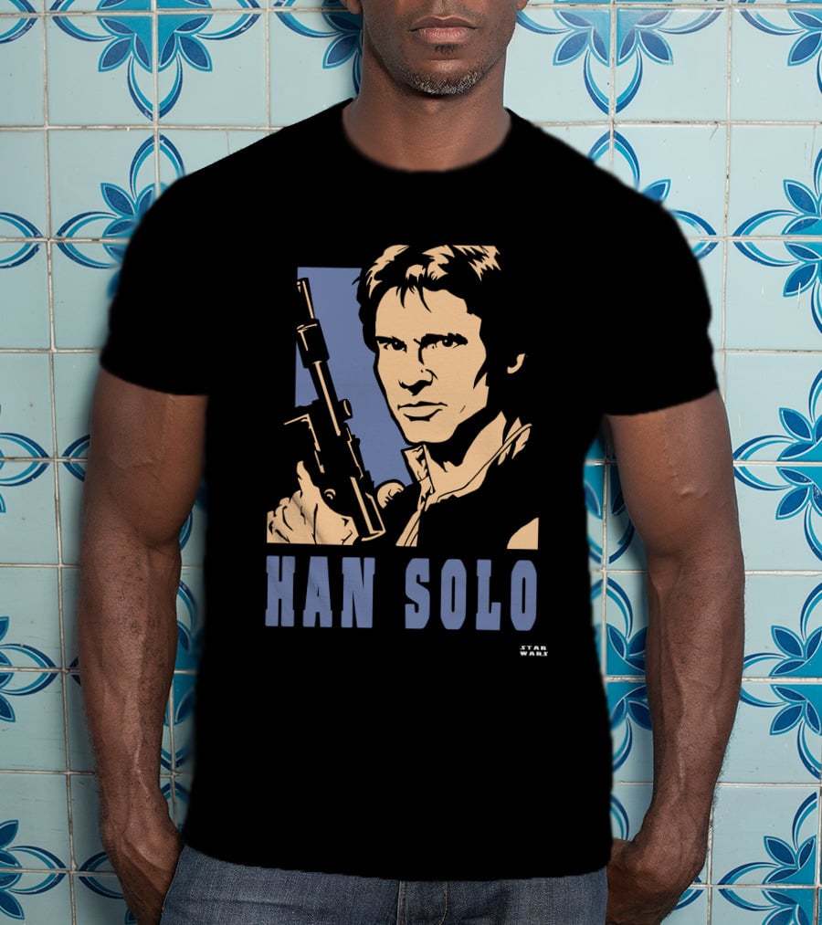Han Solo Star Wars Vintage Style Graphic With Blaster T-Shirt
