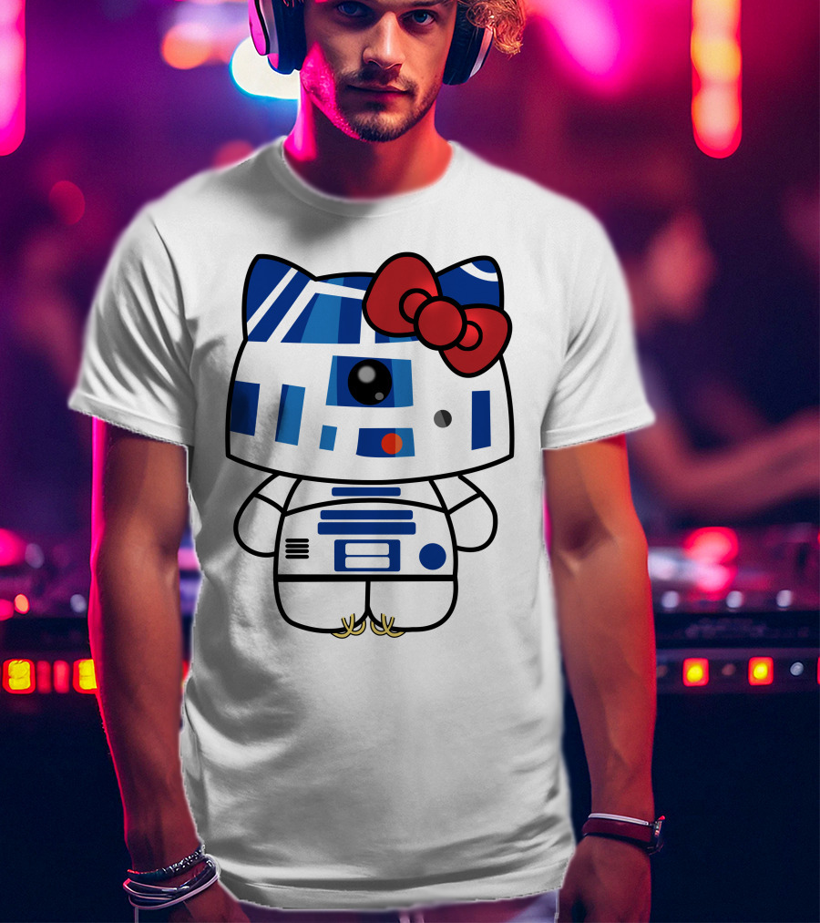Hello Kitty Star Wars R2D2 Character Fusion With Bow T-Shirt