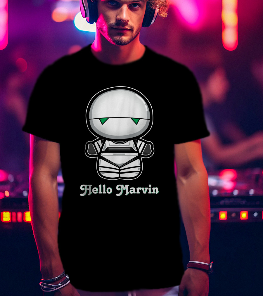 Hello Marvin The Paranoid Android Cute Cartoon Character T-Shirt