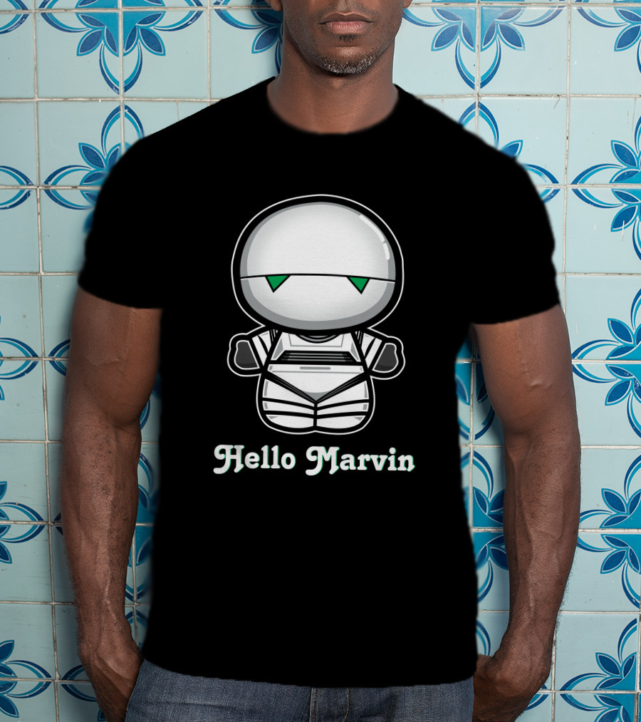 Hello Marvin The Paranoid Android Cute Cartoon Character T-Shirt