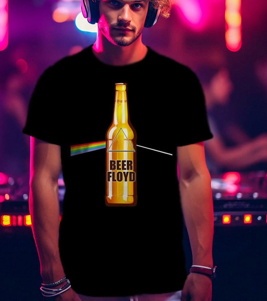 Beer Floyd Prism Bottle Rainbow Dark Side T-Shirt