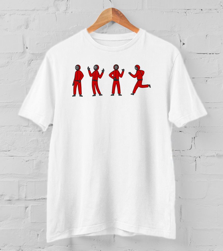Squid Game Guards Red Jumpsuits Circle Triangle Square Running T-Shirt