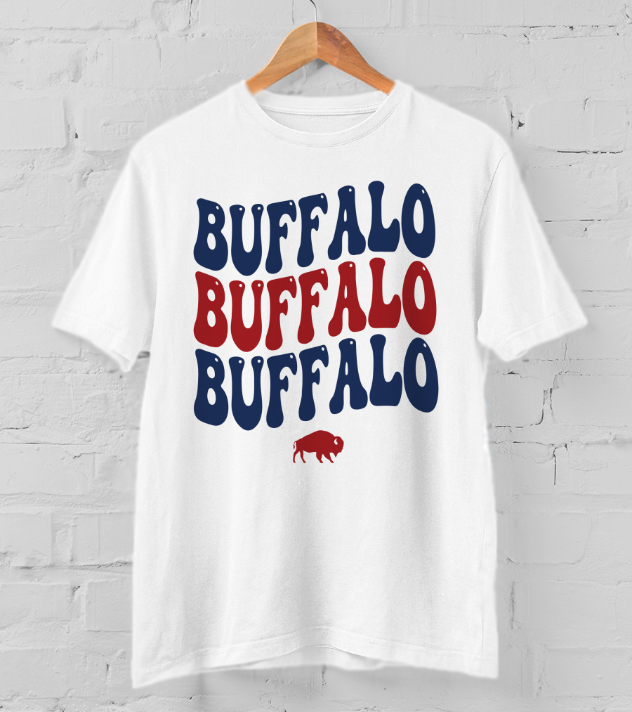 Buffalo Buffalo Buffalo Groovy Retro Style With Bison T-Shirt