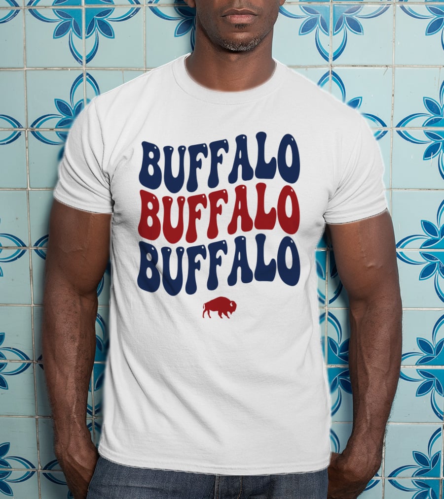 Buffalo Buffalo Buffalo Groovy Retro Style With Bison T-Shirt