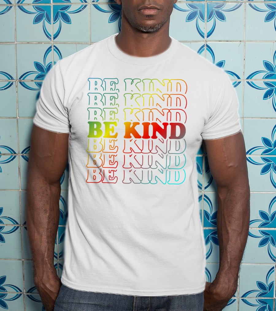BE KIND Multicolor Gradient Typography T-Shirt