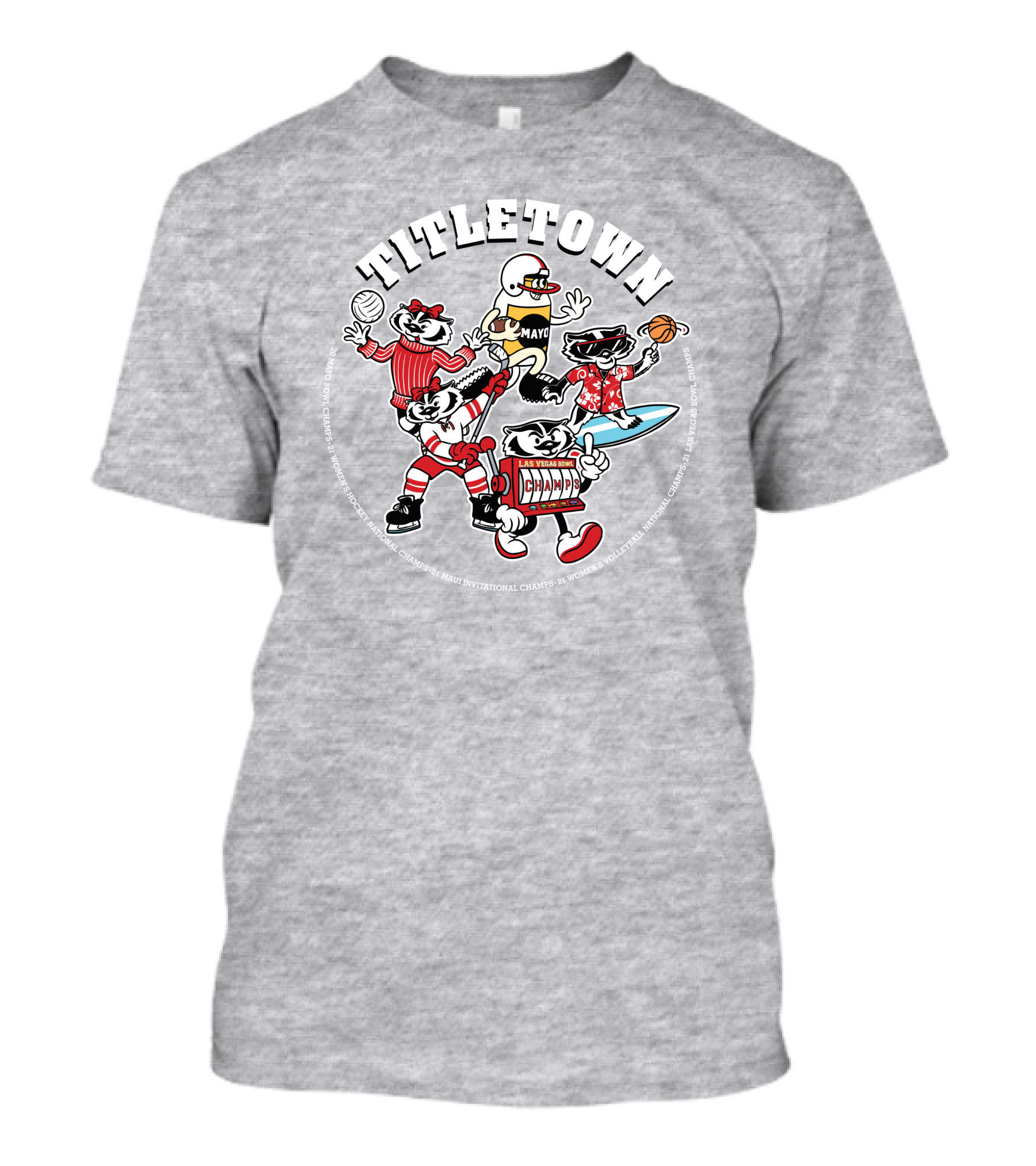 Wisconsin Badgers Titletown Champs Rowing Volleyball Football Surfing Basketball T-Shirt