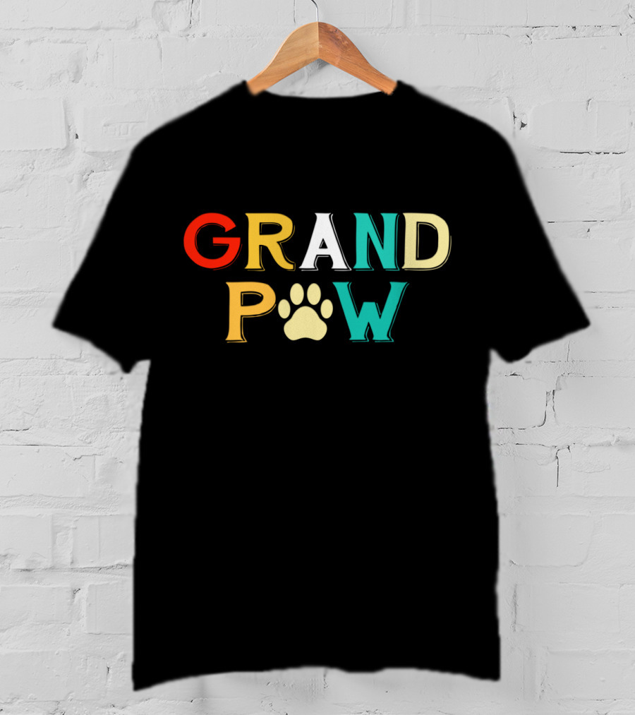 Grand Paw Doggy Puppy Lover Grandpa Funny Dog Paw Prints T-Shirt