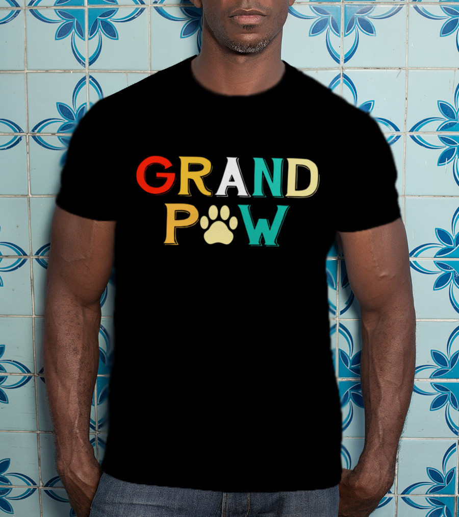 Grand Paw Doggy Puppy Lover Grandpa Funny Dog Paw Prints T-Shirt