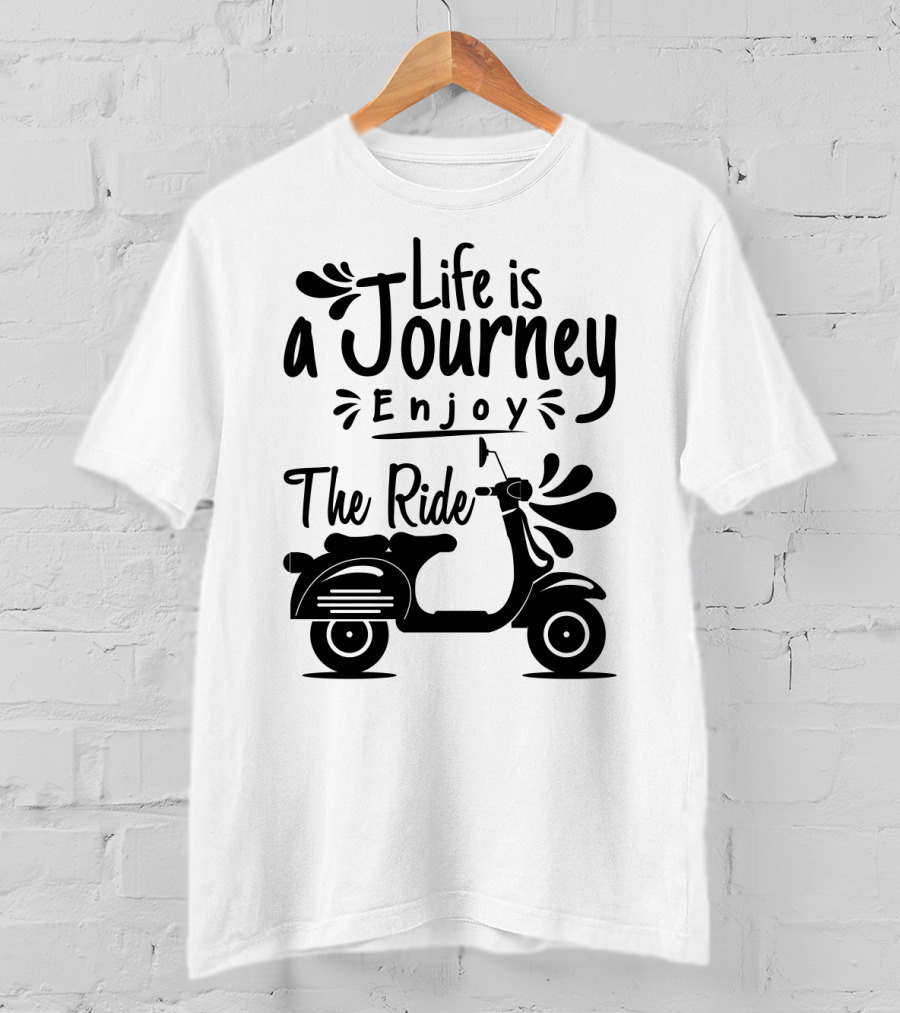 Life Is A Journey Enjoy The Ride Vespa Scooter Motif T-Shirt