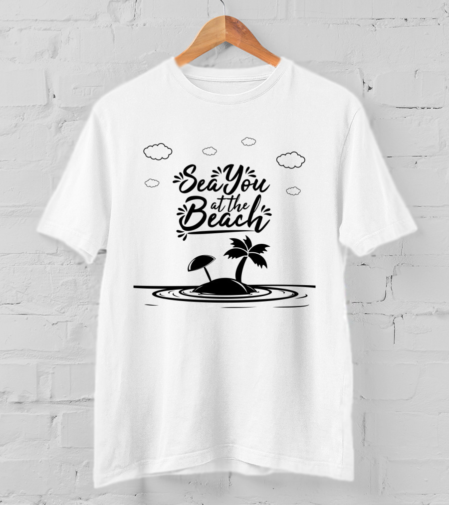 Sea You At The Beach With Island Palm And Umbrella T-Shirt