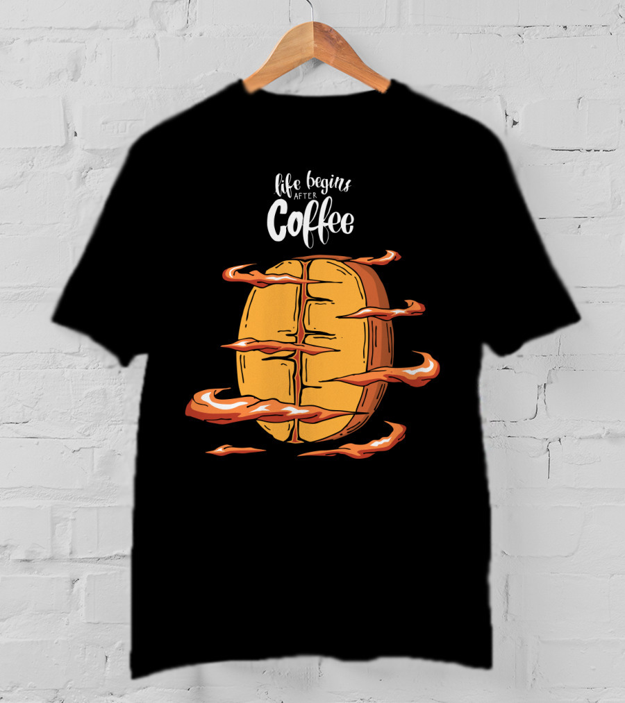 Life Begins After Coffee Football Steam Humor T-Shirt