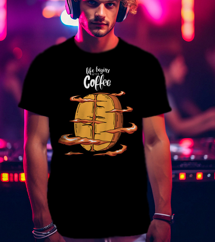 Life Begins After Coffee Football Steam Humor T-Shirt