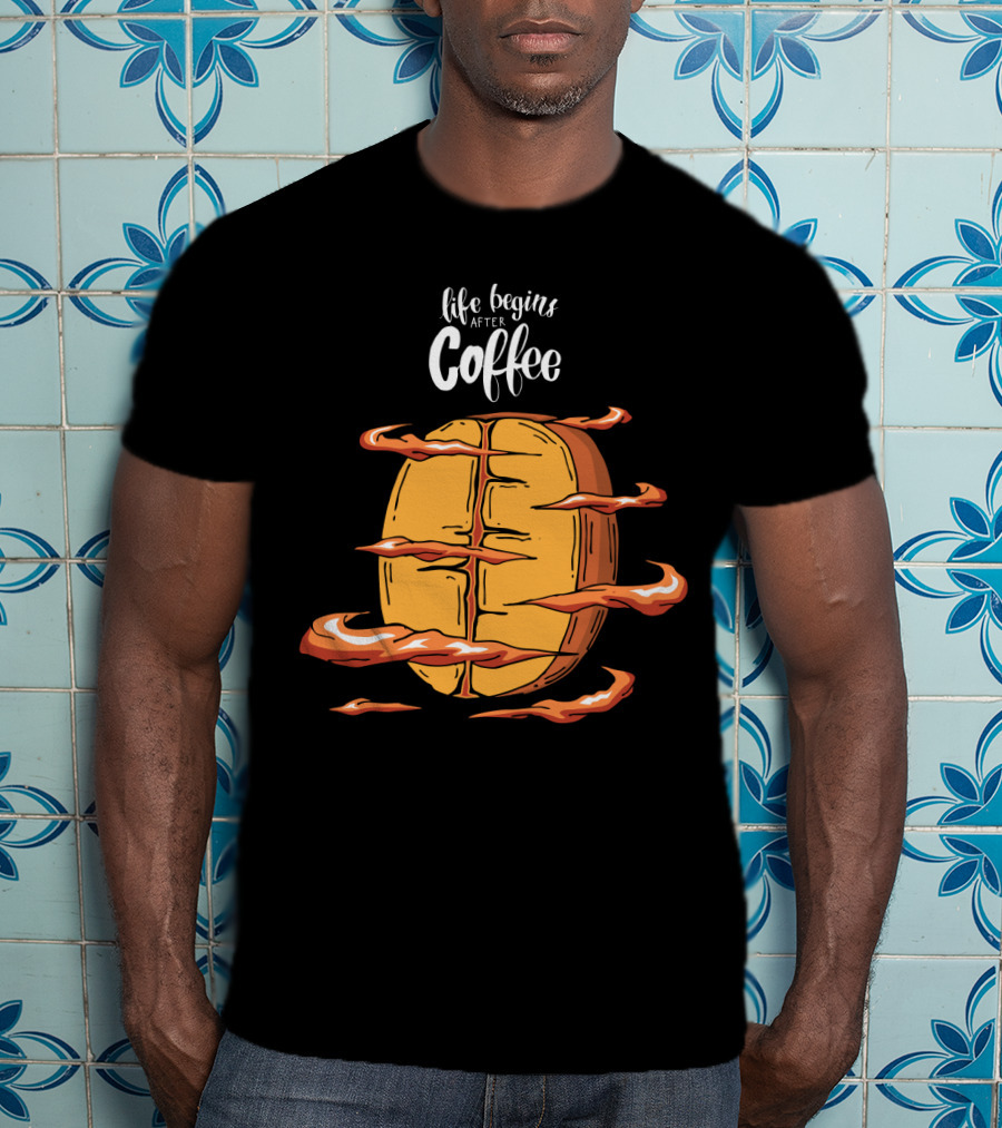 Life Begins After Coffee Football Steam Humor T-Shirt