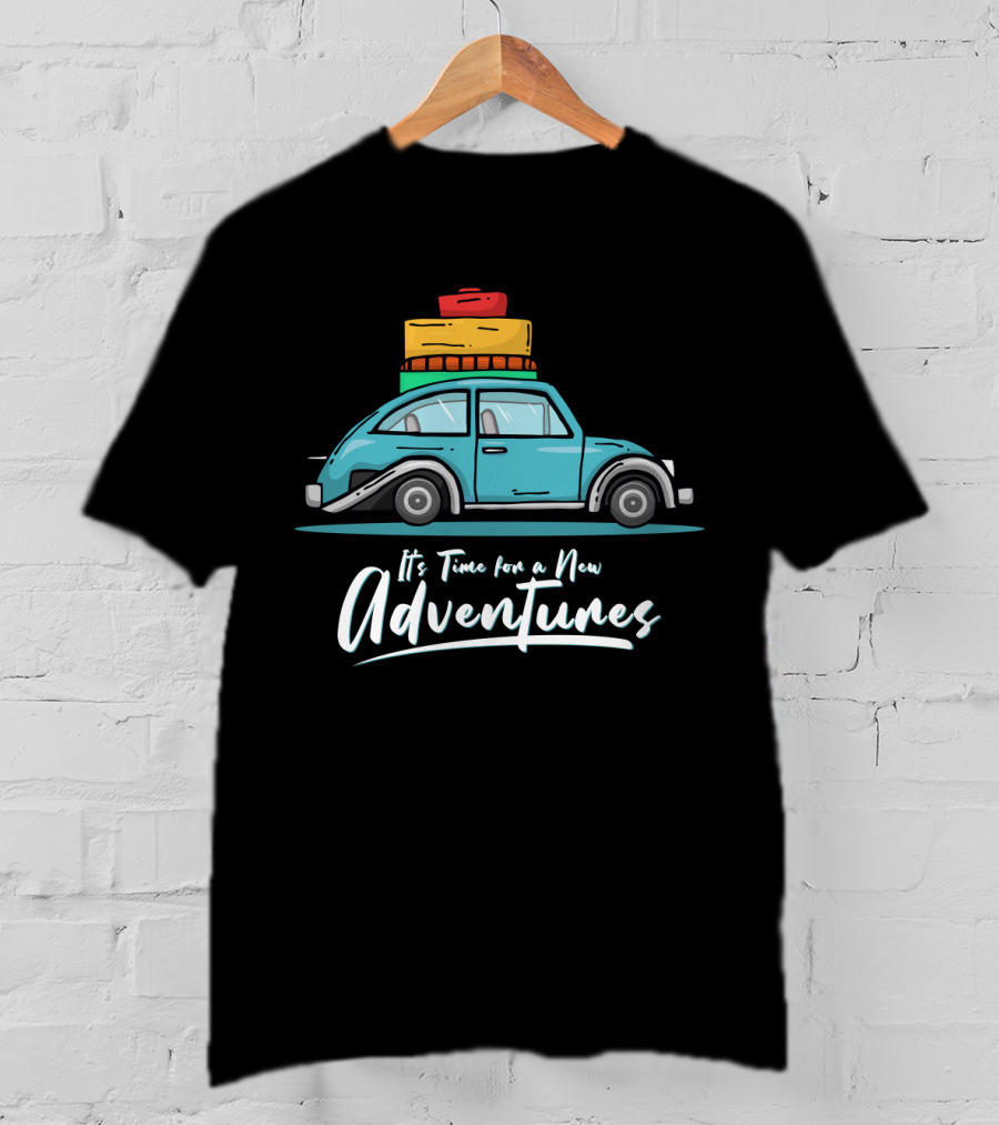 It's Time For A New Adventures With Vintage Car And Luggage T-Shirt