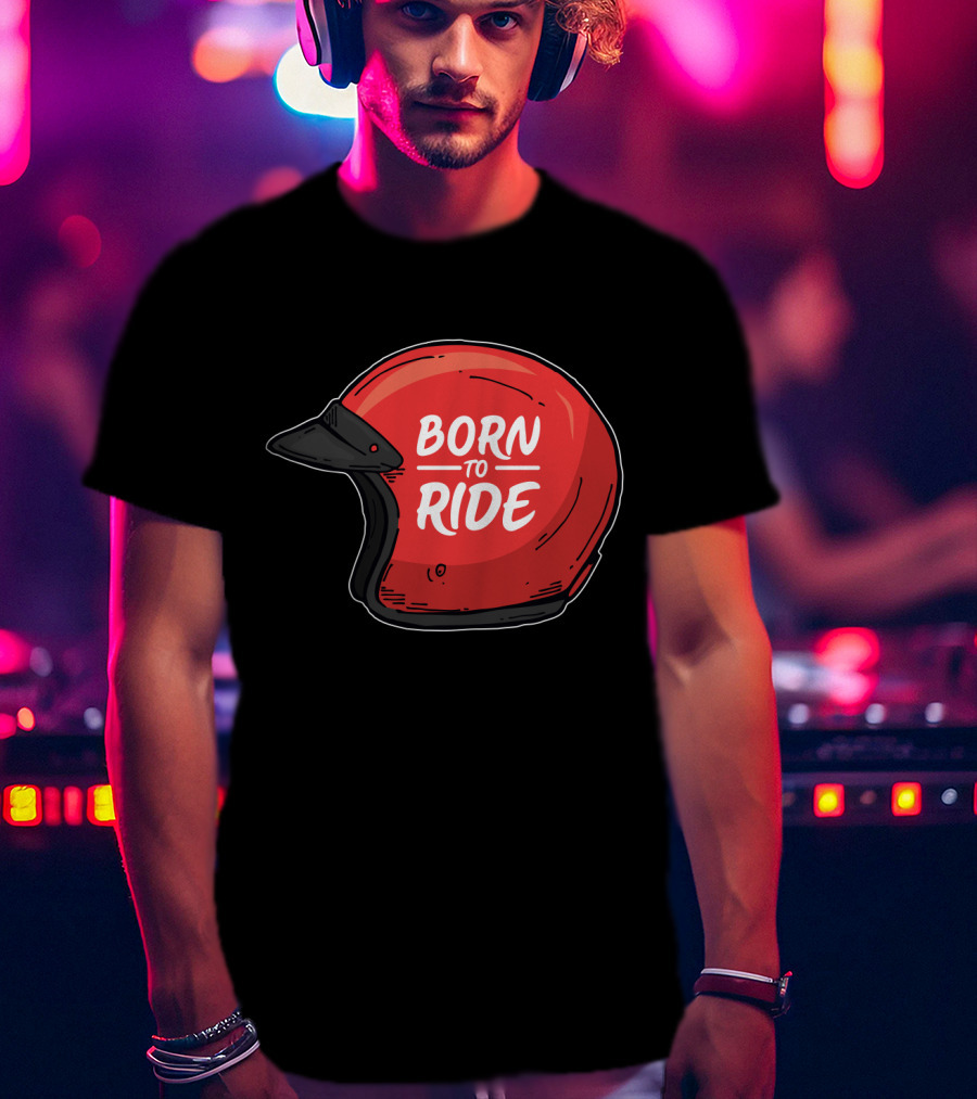 Born To Ride Retro Red Motorcycle Helmet T-Shirt