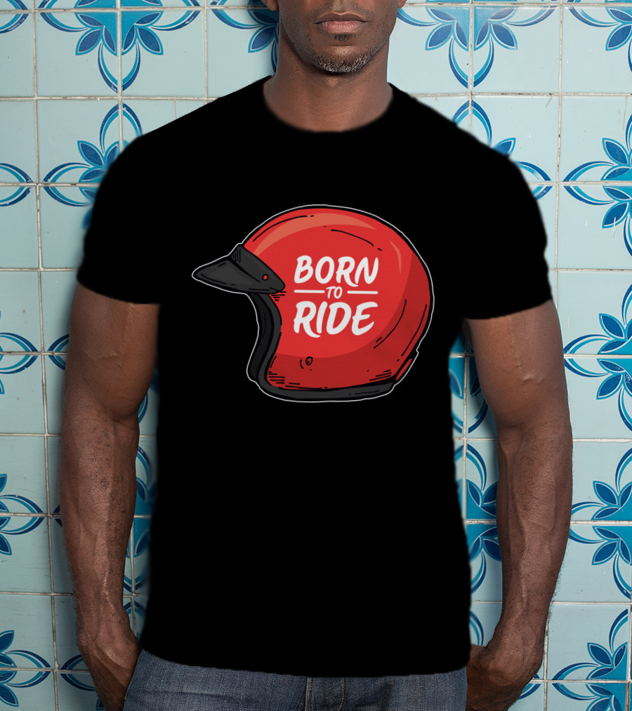 Born To Ride Retro Red Motorcycle Helmet T-Shirt