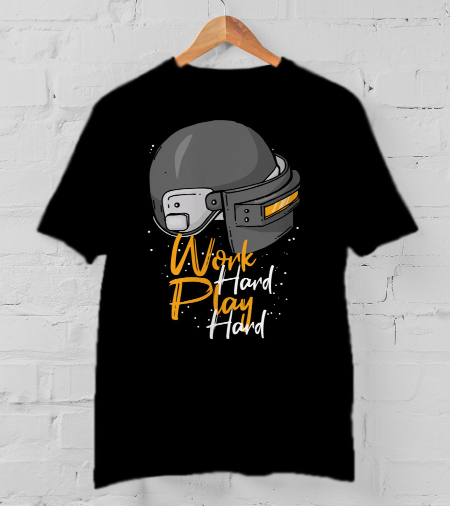 Work Hard Play Hard Football Helmet T-Shirt