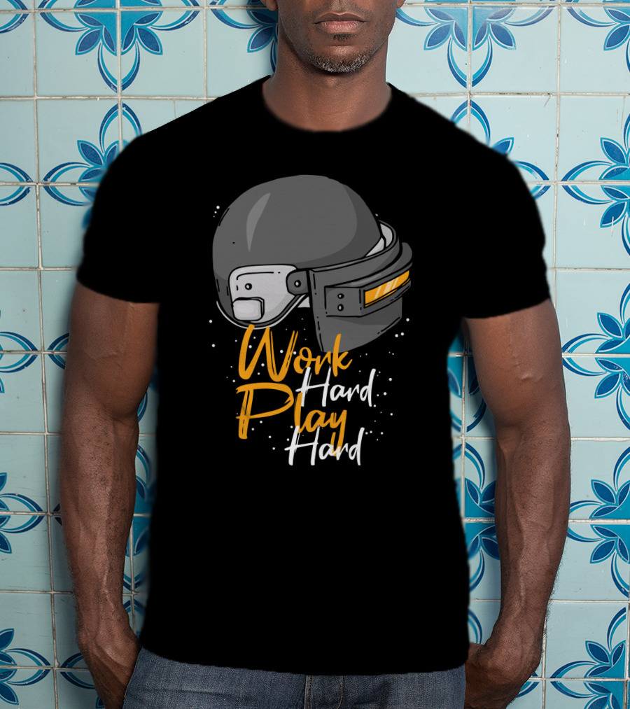 Work Hard Play Hard Football Helmet T-Shirt