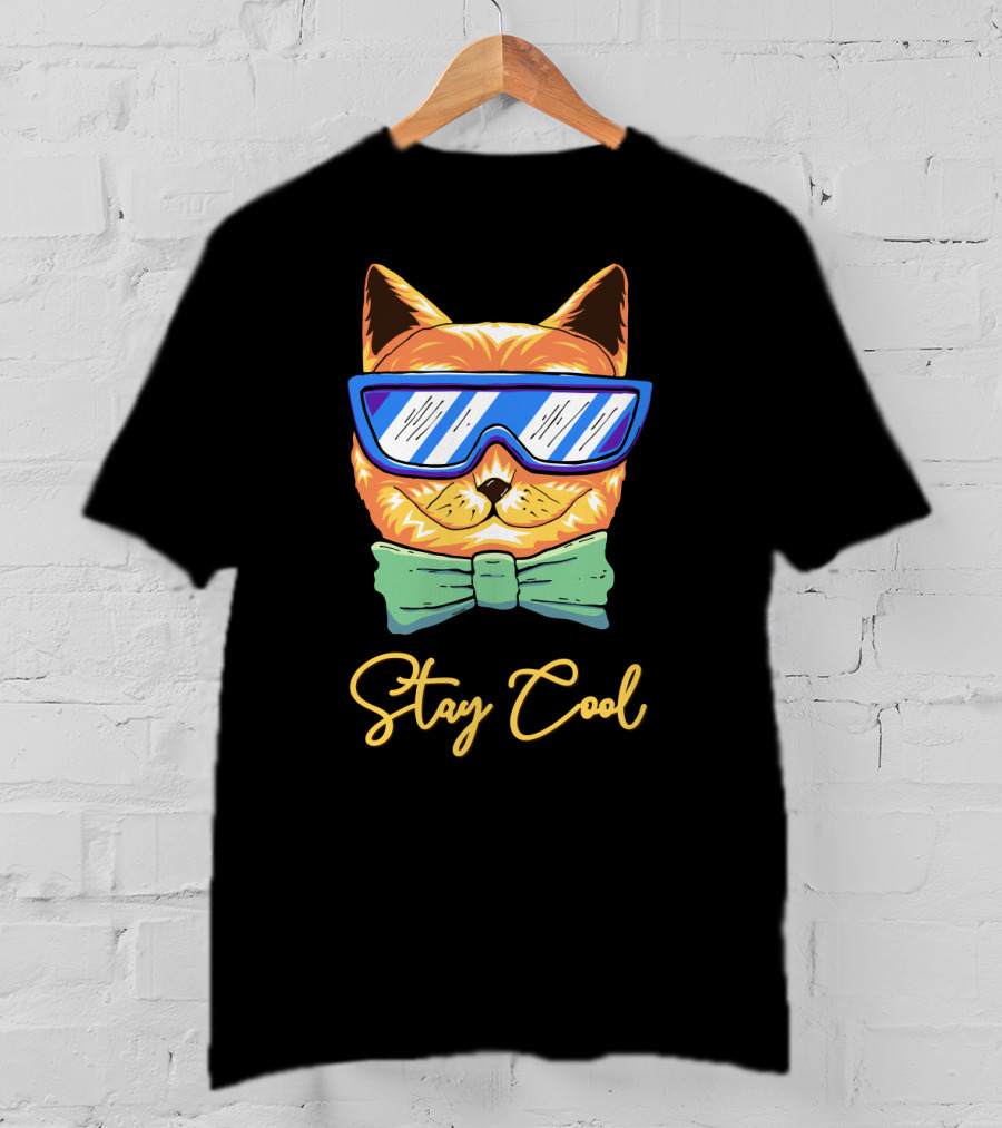 Stay Cool Cat With Sunglasses And Bowtie T-Shirt