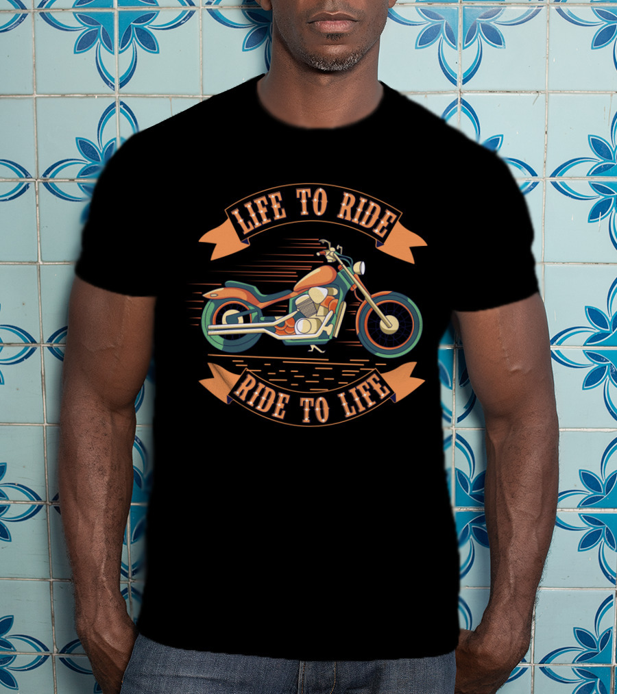 Life To Ride Ride To Life Motorcycle Graphic With Classic Cruiser T-Shirt