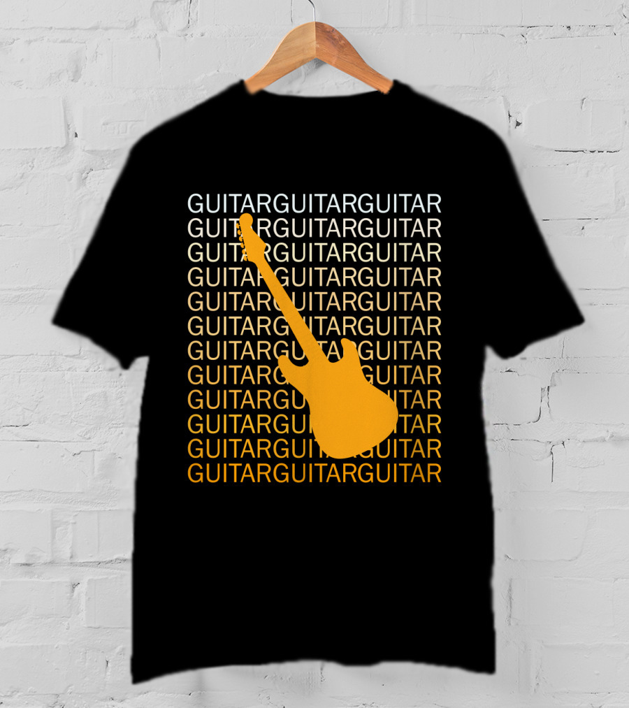 Guitar Guitar Repeated Yellow Electric Guitar T-Shirt