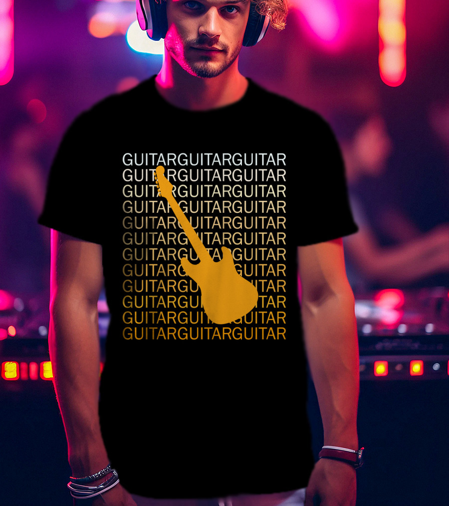 Guitar Guitar Repeated Yellow Electric Guitar T-Shirt