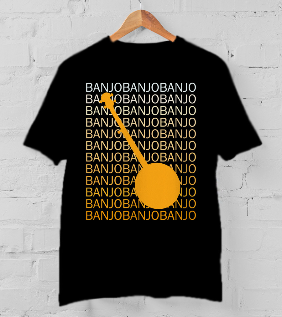 Banjo Repetition With Bold Orange Silhouette Highlight T-Shirt