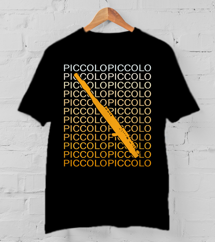 PICCOLO Word Pattern With Diagonal Orange Piccolo T-Shirt