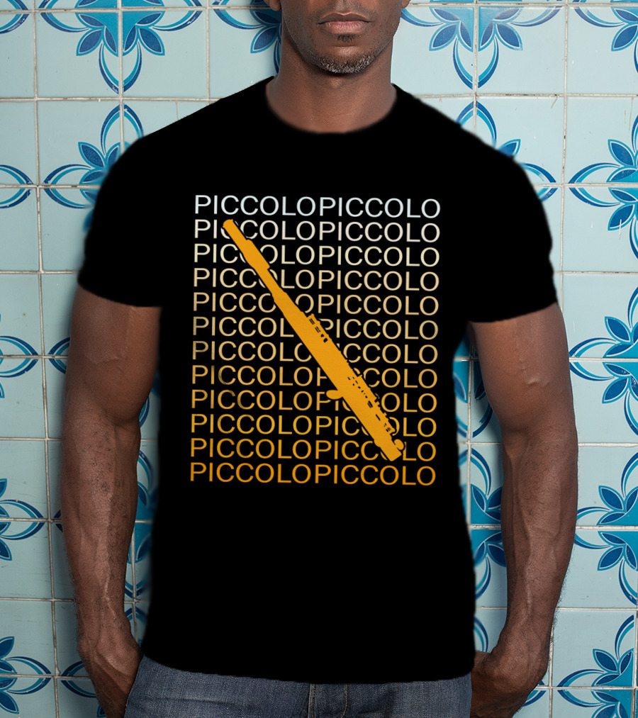 PICCOLO Word Pattern With Diagonal Orange Piccolo T-Shirt
