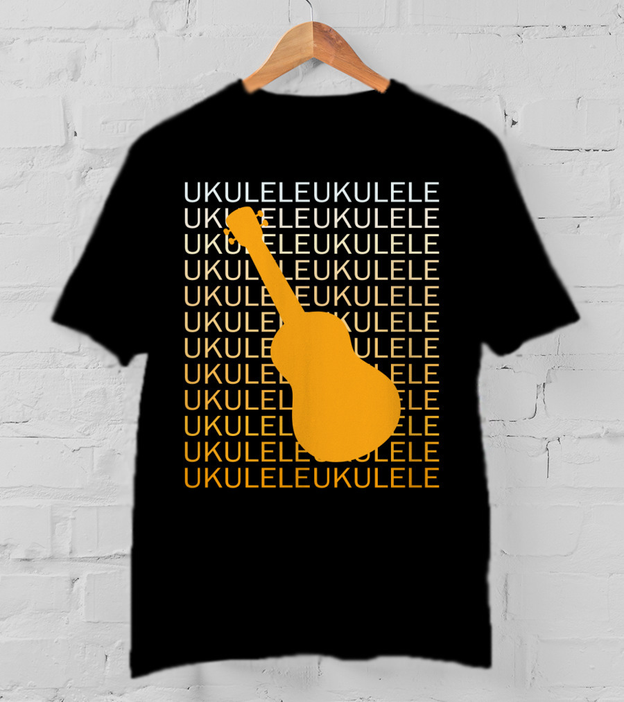 Repeating Ukulele Text With Orange Ukulele T-Shirt