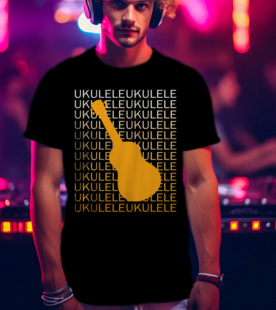 Repeating Ukulele Text With Orange Ukulele T-Shirt
