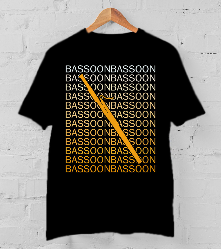 Bassoon Repetition Pattern With Diagonal Orange Bassoon Graphics T-Shirt
