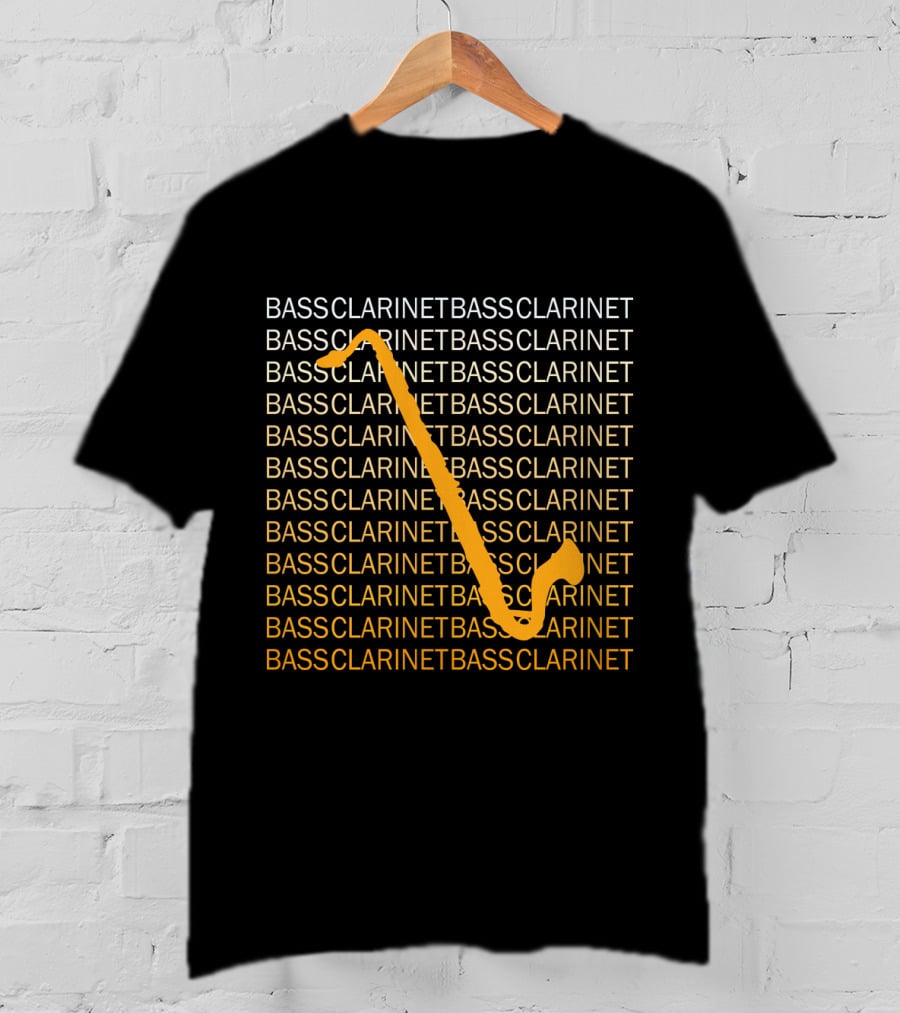 Bass Clarinet Repeated Text With Bold Orange T-Shirt