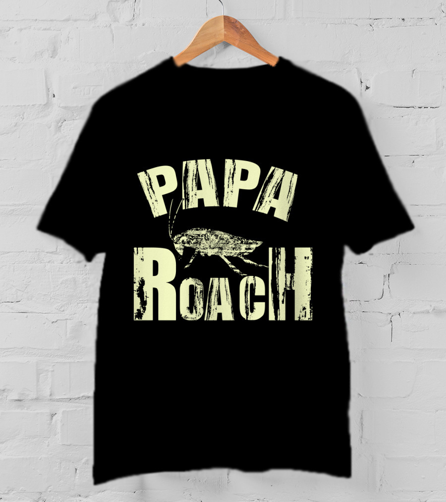 Papa Roach Distressed Logo With Cockroach T-Shirt