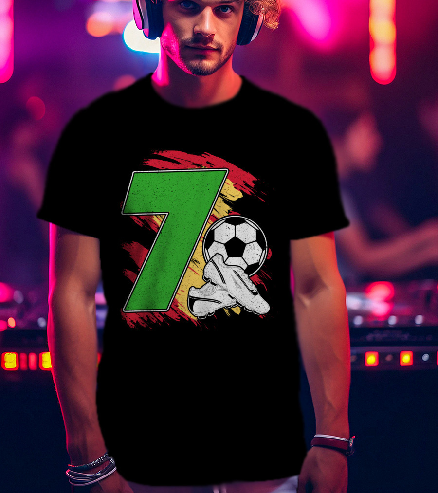 Kinder Geburtstag 7 Jahre Fußball Schuhe Deutschland Flagge Ball T-Shirt