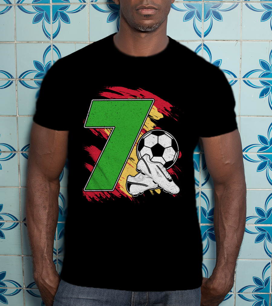 Kinder Geburtstag 7 Jahre Fußball Schuhe Deutschland Flagge Ball T-Shirt