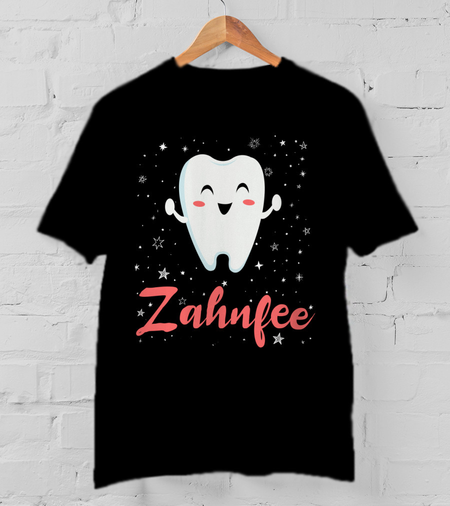Fasching Kostüm Zahnfee Mit Fröhlichem Zahn Und Sternenhintergrund T-Shirt
